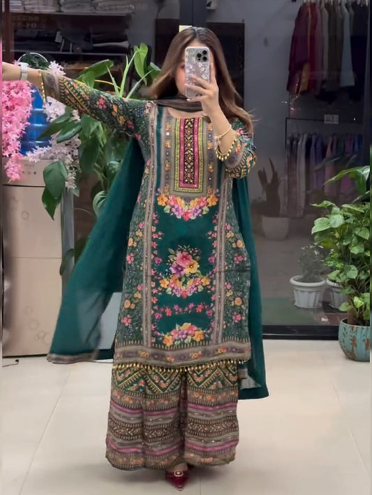 Aapsee Pakistani Heavy Fancy Plazzo Pair With Dupatta Set