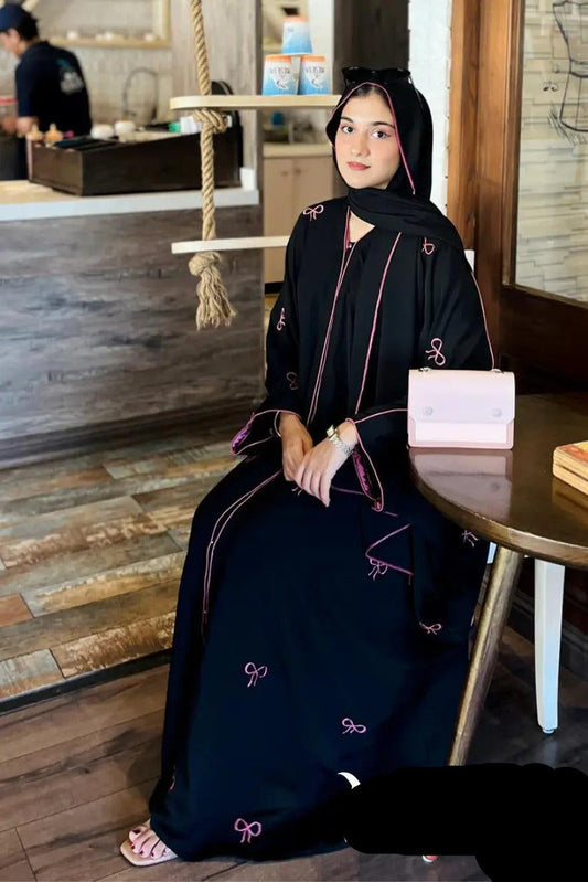 Bow Embroidered Abaya