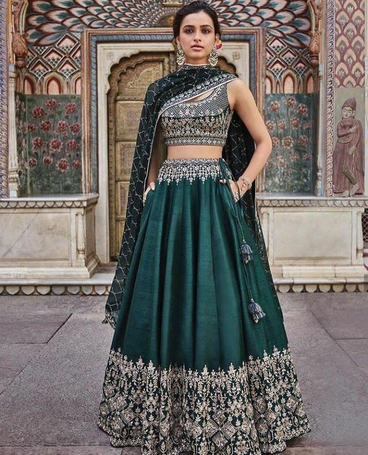 Bottal Green Unique Lahenga Choli With Dupatta