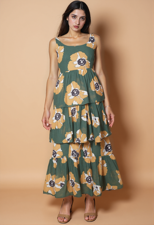 Olive Glow Maxi Dress