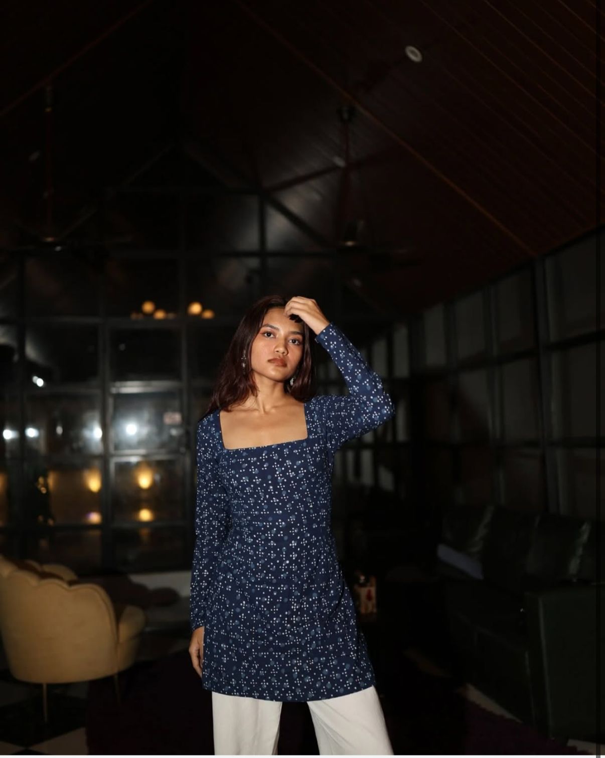 Midnight Indigo Jodha Kurti