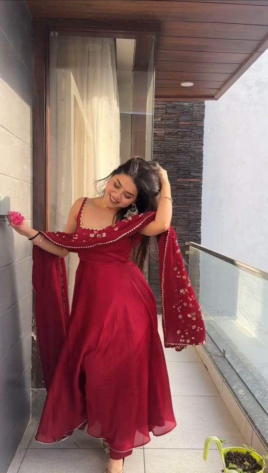 Zarmin Wine Glow Anarkali Suit