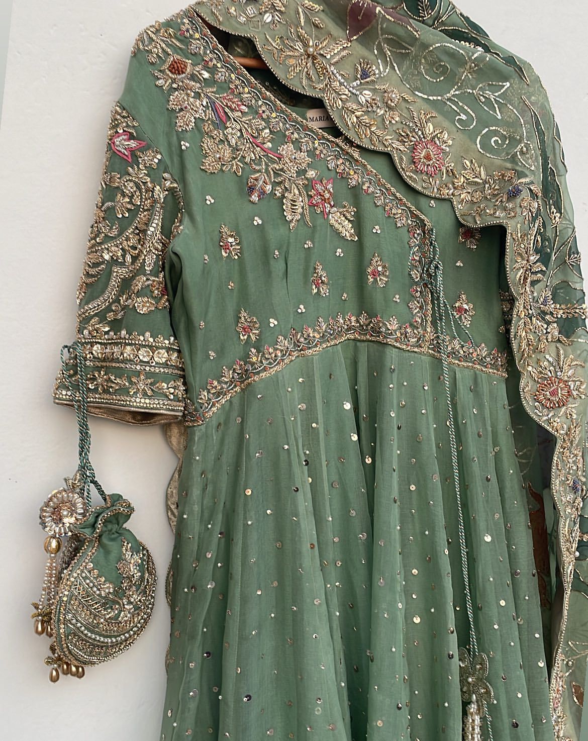 Enchanted Lush Leaf Gown With Dupatta