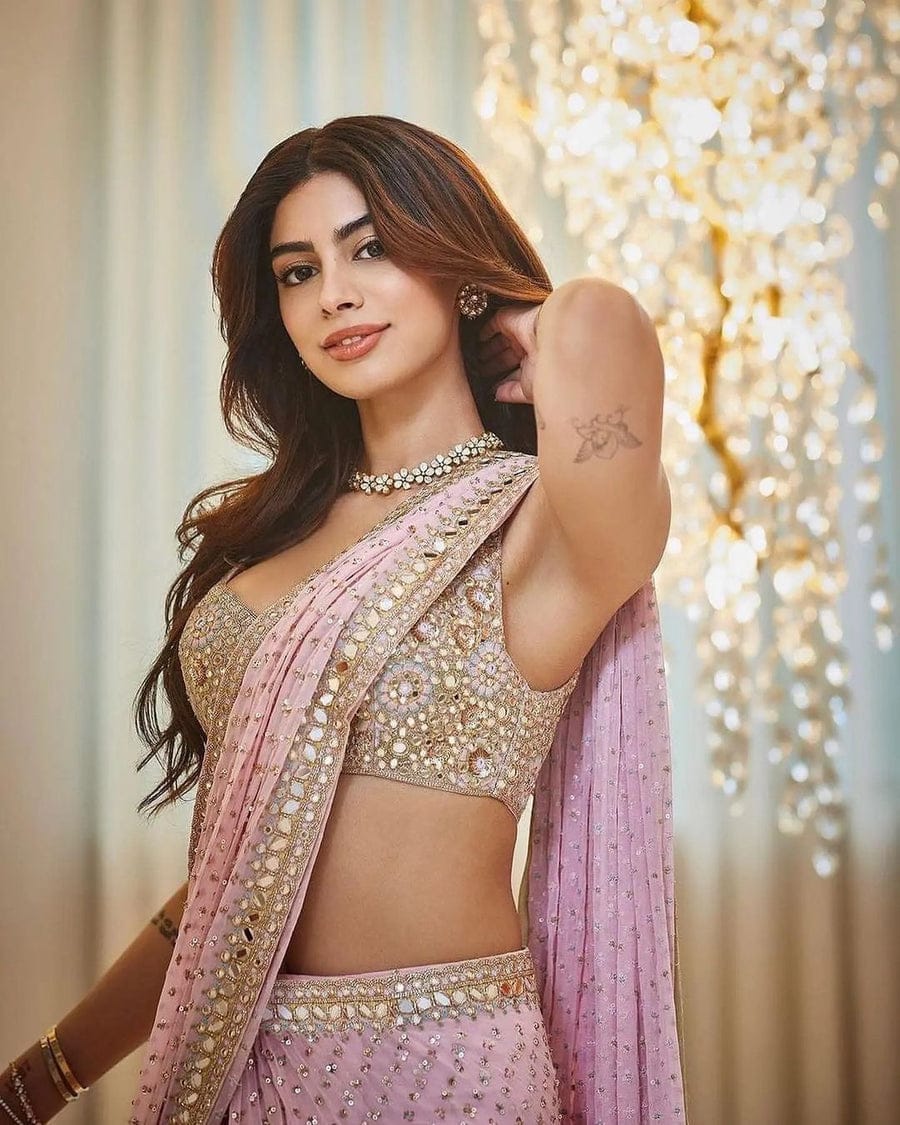 Khushi Kapoor Bollywood Blush Designer Saree