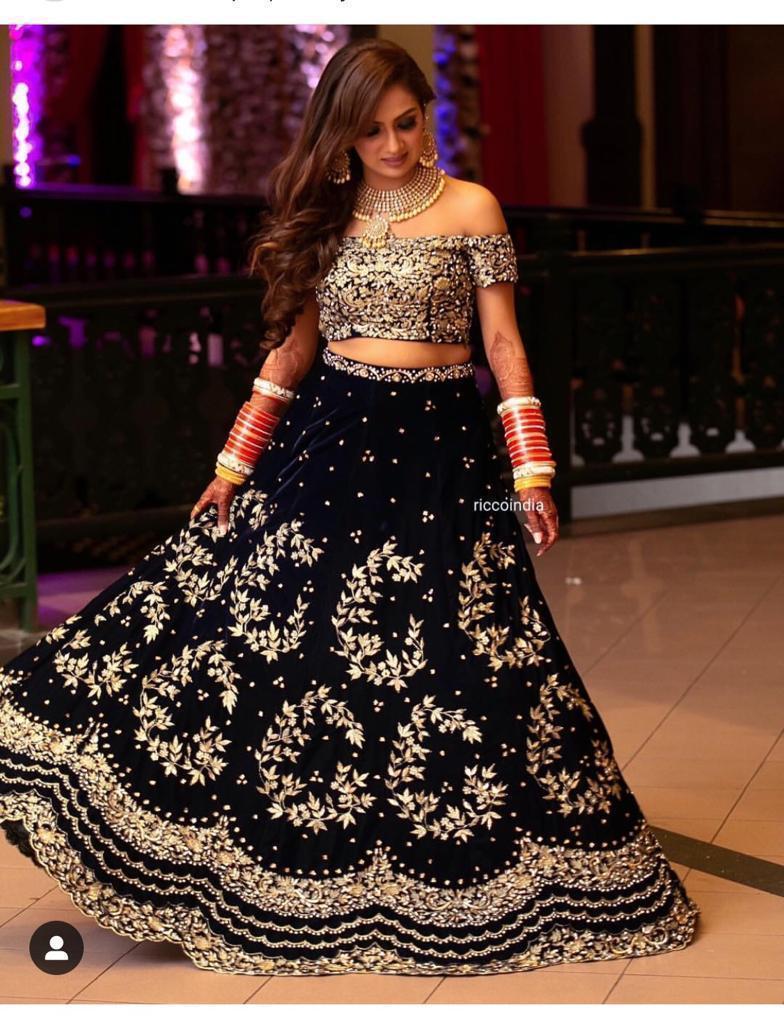 Impressive Black Colour  Embroidered Lehenga Choli