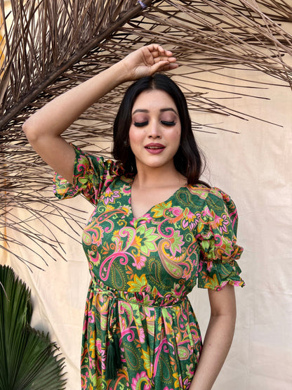 Dark Green Boho Maxi Dress