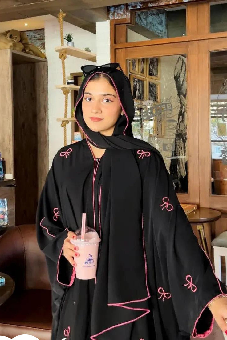 Bow Embroidered Abaya