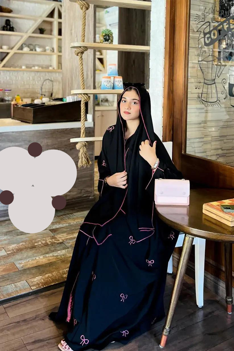 Bow Embroidered Abaya