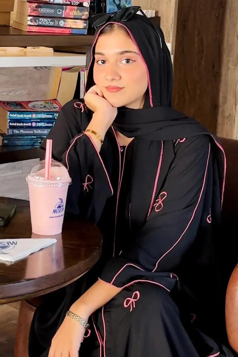 Bow Embroidered Abaya