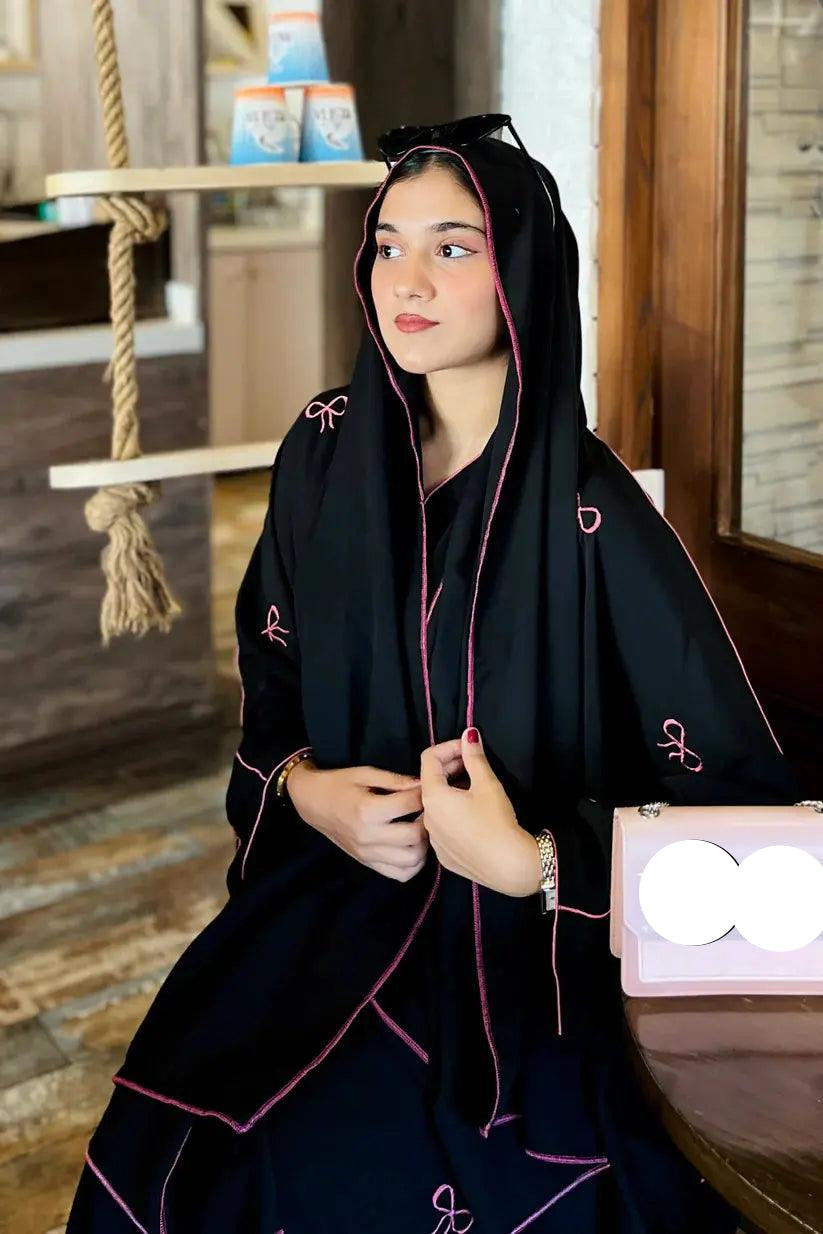 Bow Embroidered Abaya