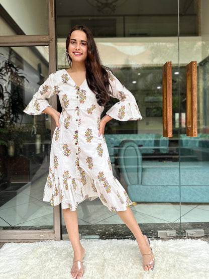 Breezy White Cotton  Dress