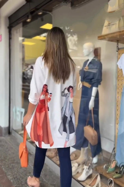 Fashion Graphic Print Button-Down Shirt