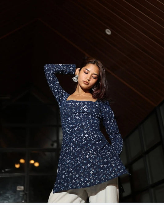 Midnight Indigo Jodha Kurti