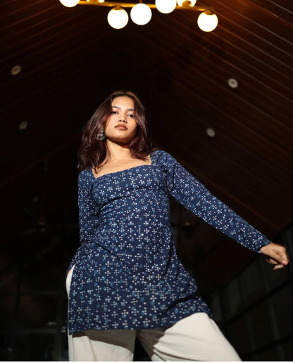 Midnight Indigo Jodha Kurti