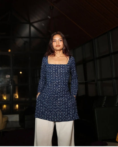 Midnight Indigo Jodha Kurti