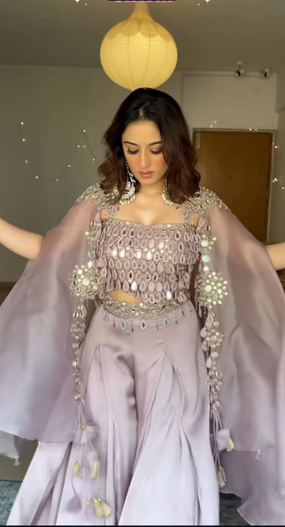 Lavender Luxe Tassel Cape Set