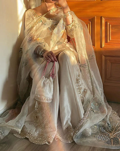 Nazneen Ivory Sharara Set