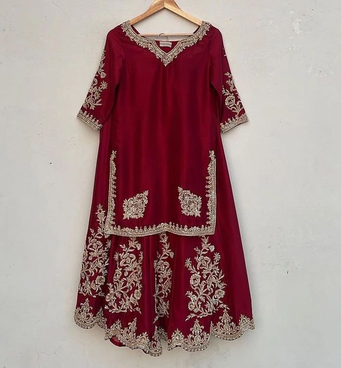 Sunehri Maroon Noor Sharara Set