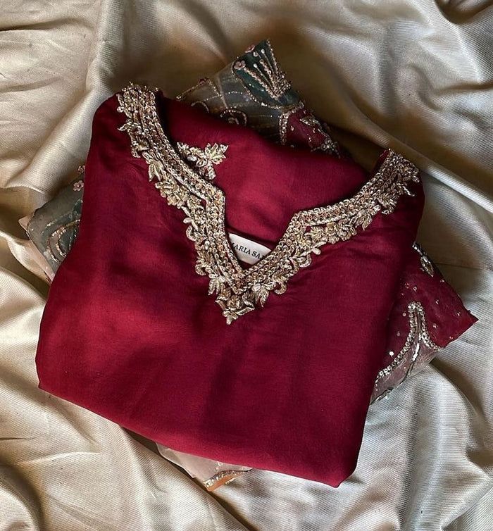 Sunehri Maroon Noor Sharara Set