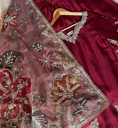 Sunehri Maroon Noor Sharara Set