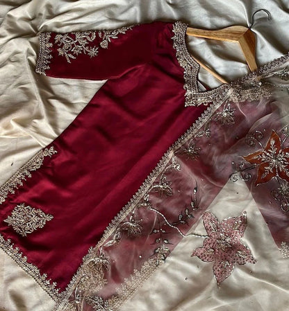 Sunehri Maroon Noor Sharara Set
