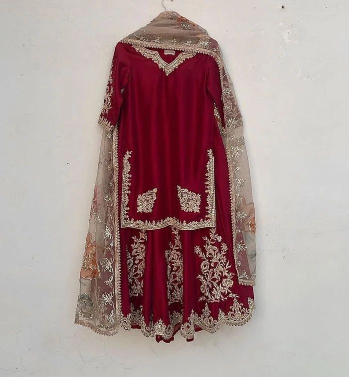 Sunehri Maroon Noor Sharara Set