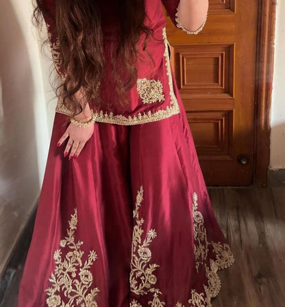 Sunehri Maroon Noor Sharara Set