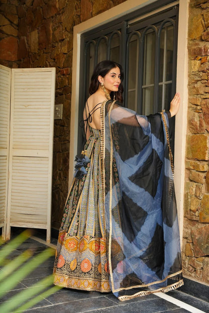Azraq Elegance Anarkali