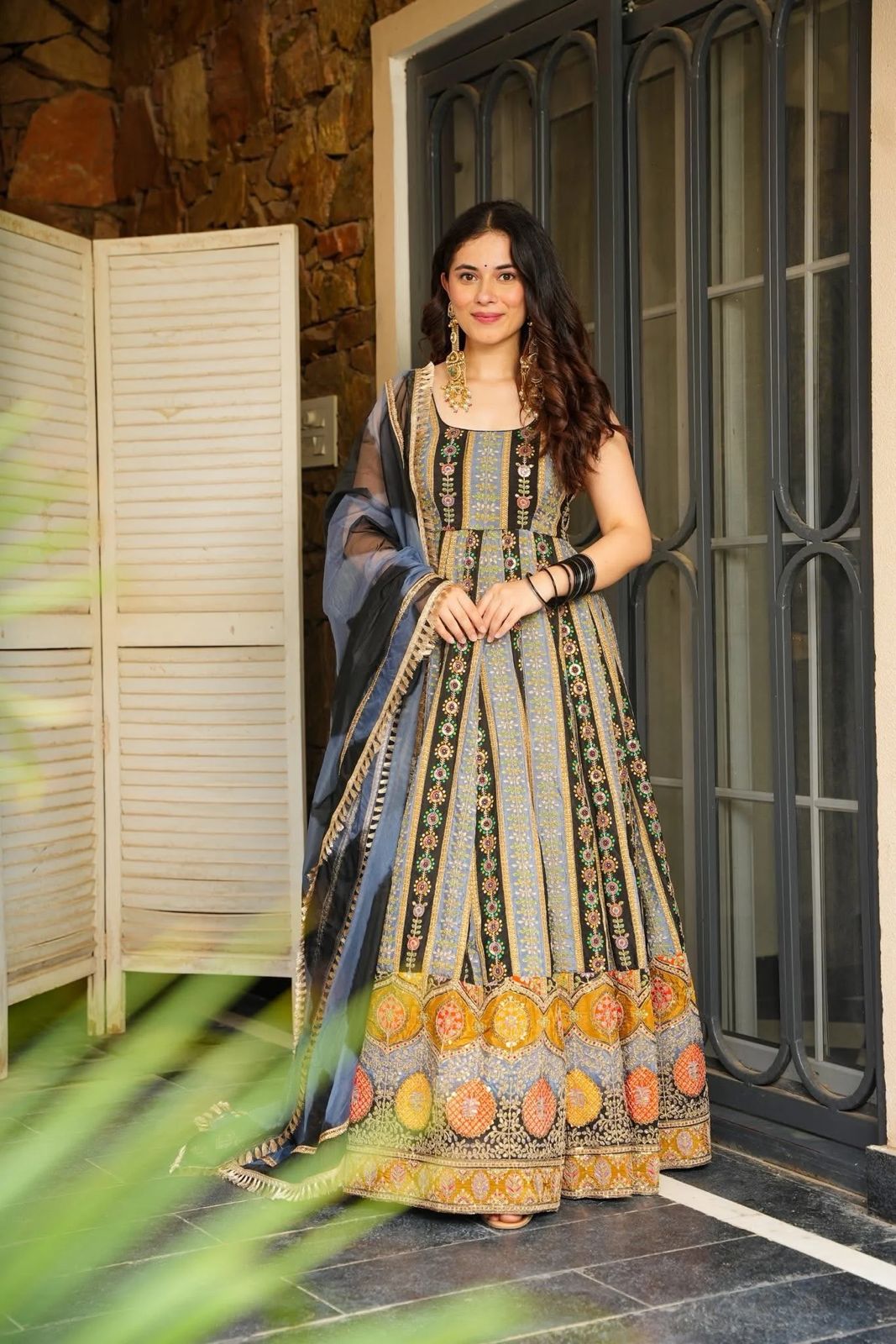 Azraq Elegance Anarkali
