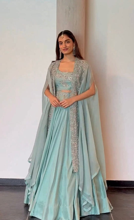 Veloura Shrug Style Lehenga Suit