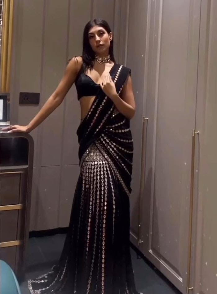 Black Royale Mirror Lehenga Saree