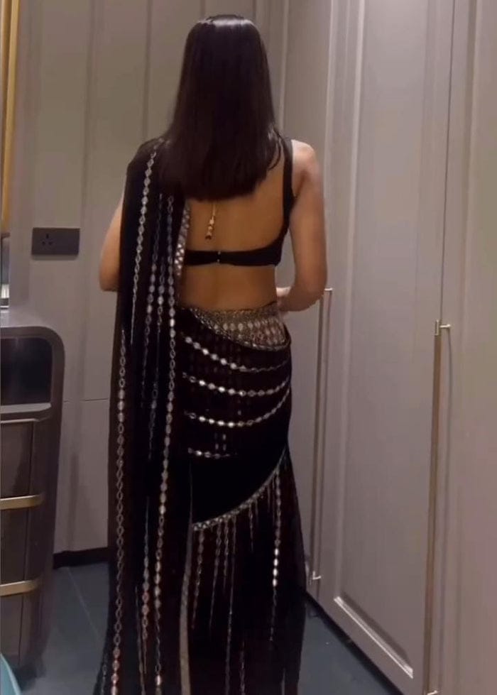 Black Royale Mirror Lehenga Saree