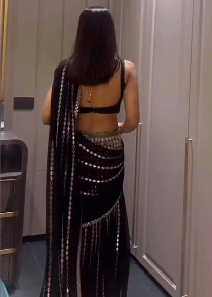 Black Royale Mirror Lehenga Saree