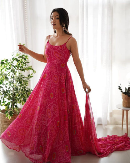 Bandhej Bloom Anarkali Dress