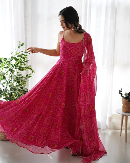 Bandhej Bloom Anarkali Dress
