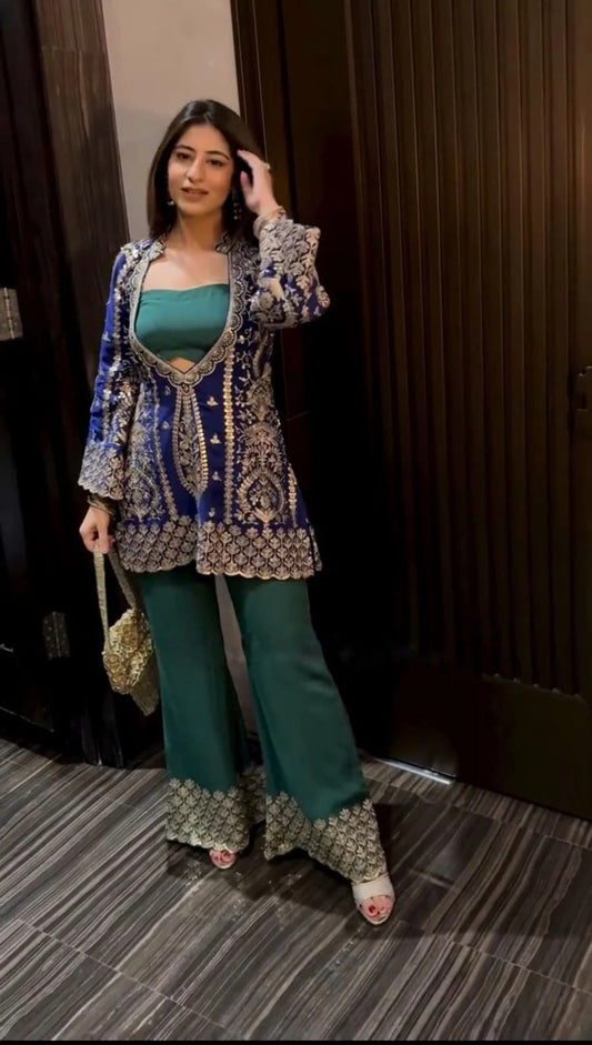 Desi Fusion Jacket Suit Set