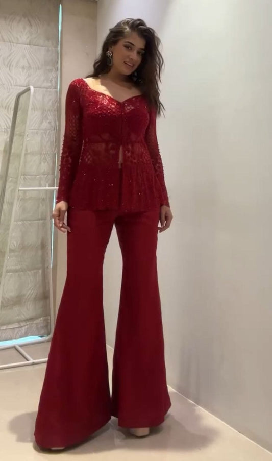 Scarlet Bloom Embroidery Indo Western