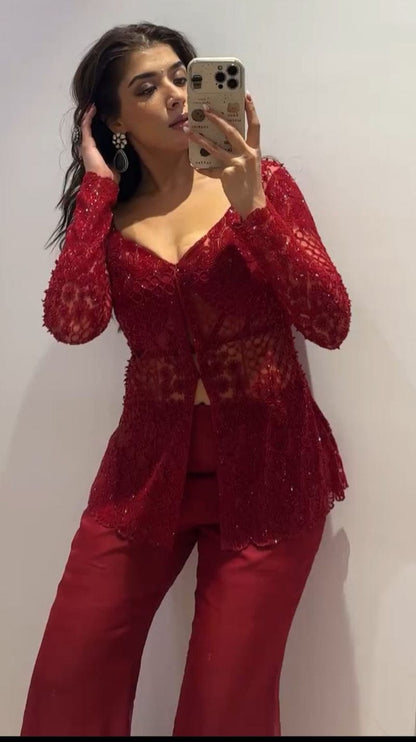 Scarlet Bloom Embroidery Indo Western