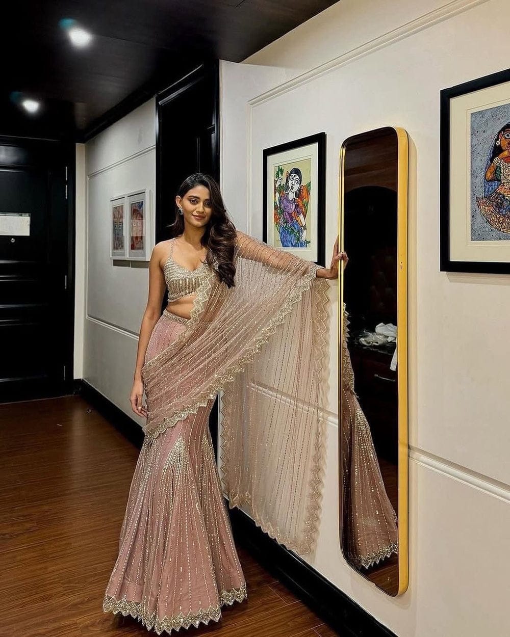 Champagne & Sequin Glimmer Lehenga Saree