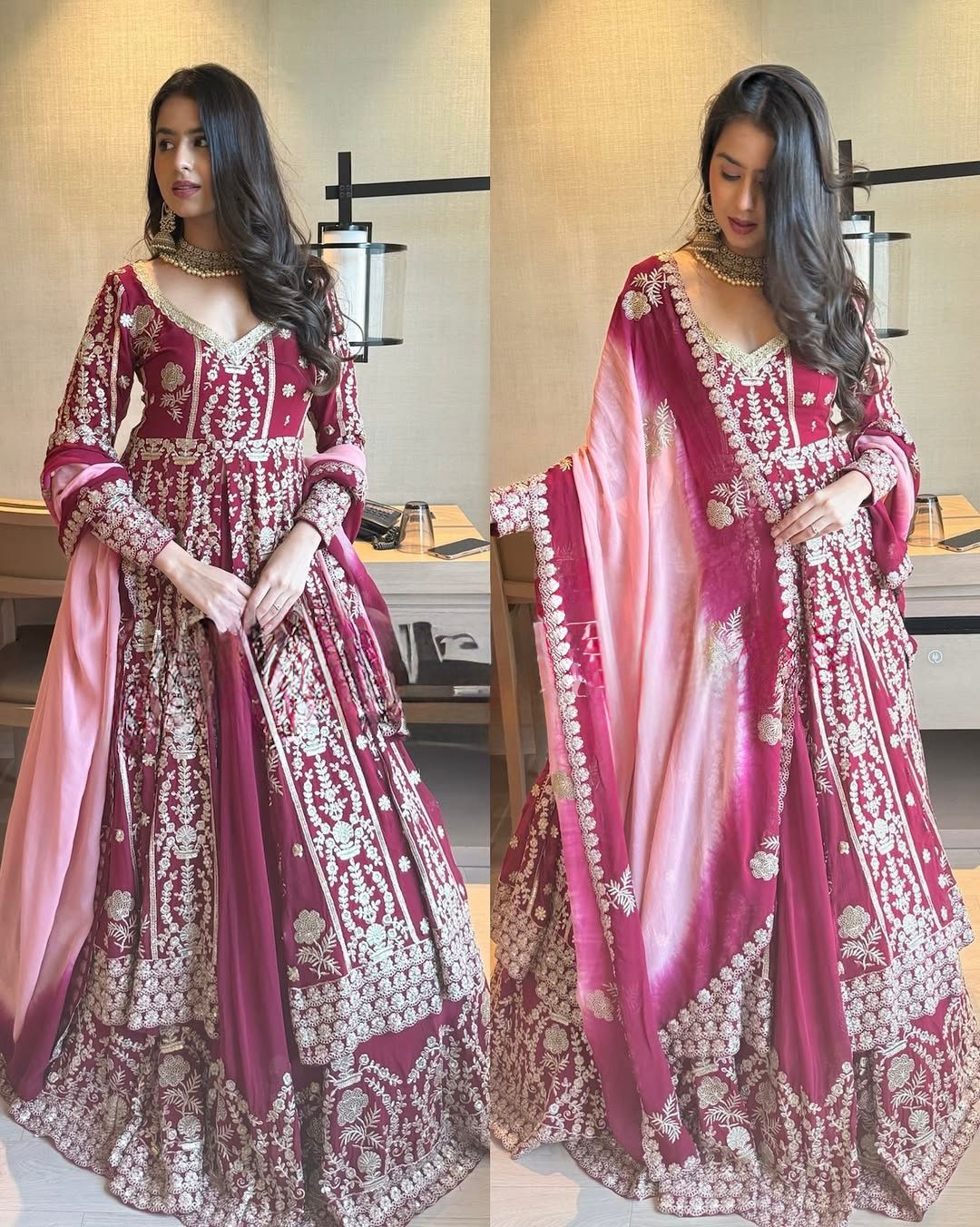 Gulnaz Zari Hot Pink Lehenga