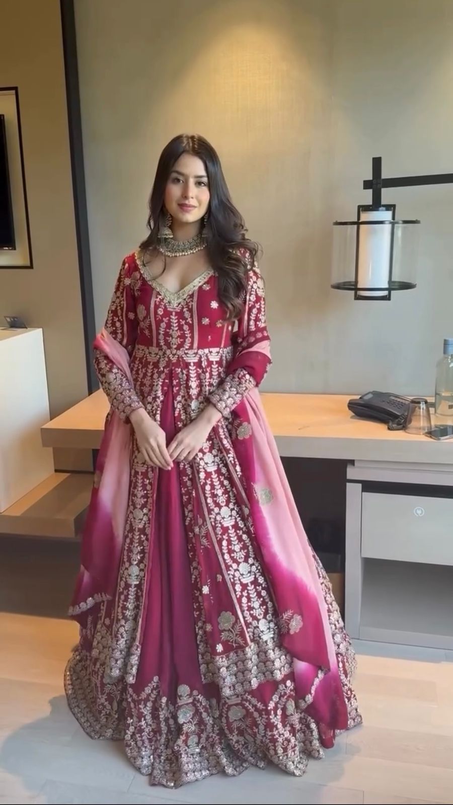 Gulnaz Zari Hot Pink Lehenga