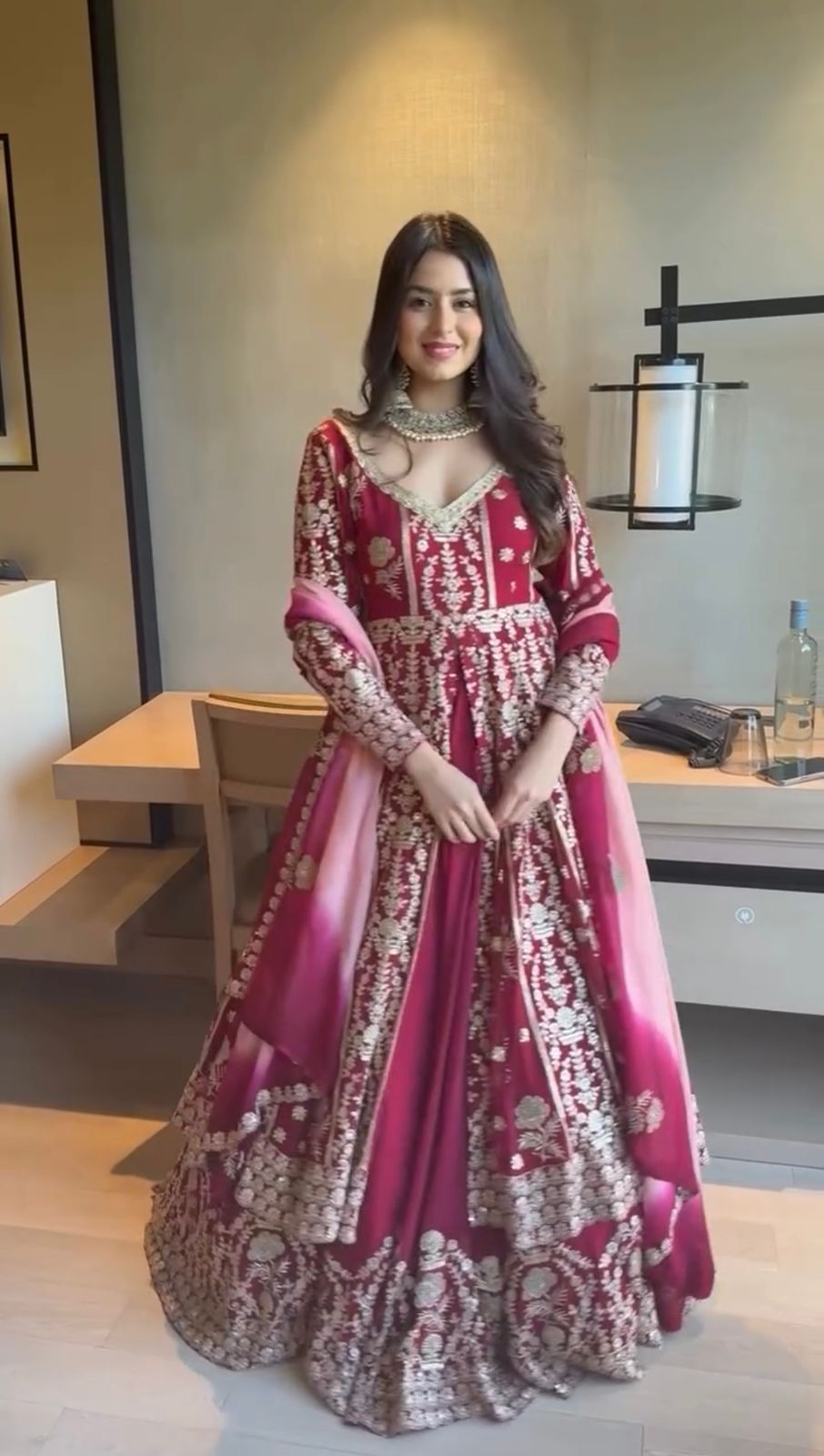 Gulnaz Zari Hot Pink Lehenga