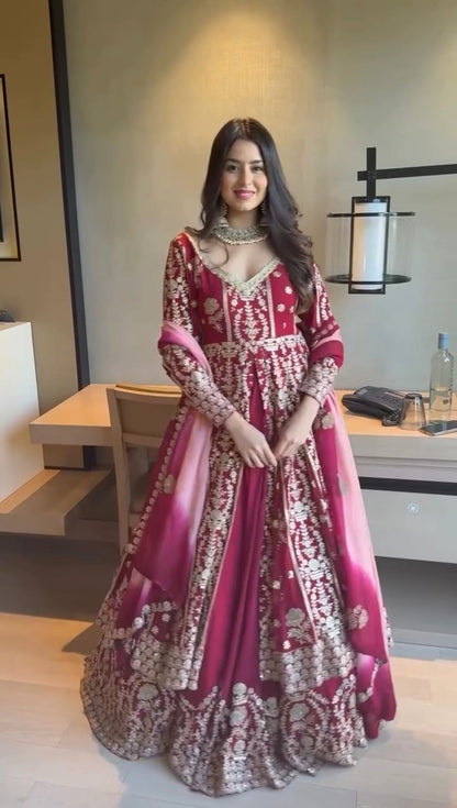 Gulnaz Zari Hot Pink Lehenga