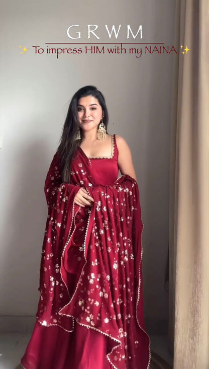 Zarmin Wine Glow Anarkali Suit