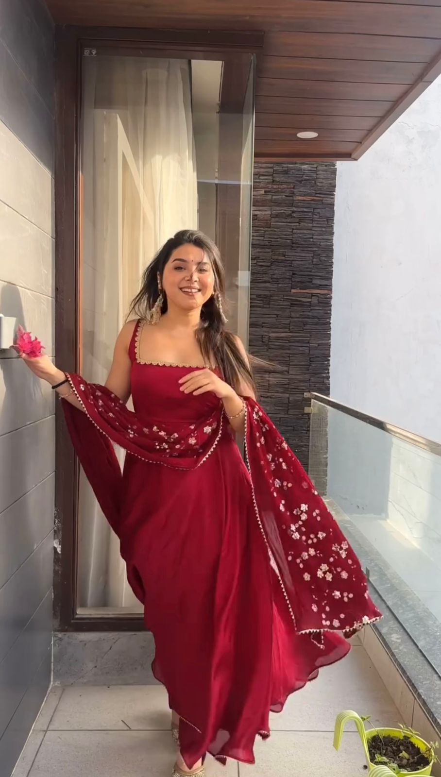 Zarmin Wine Glow Anarkali Suit