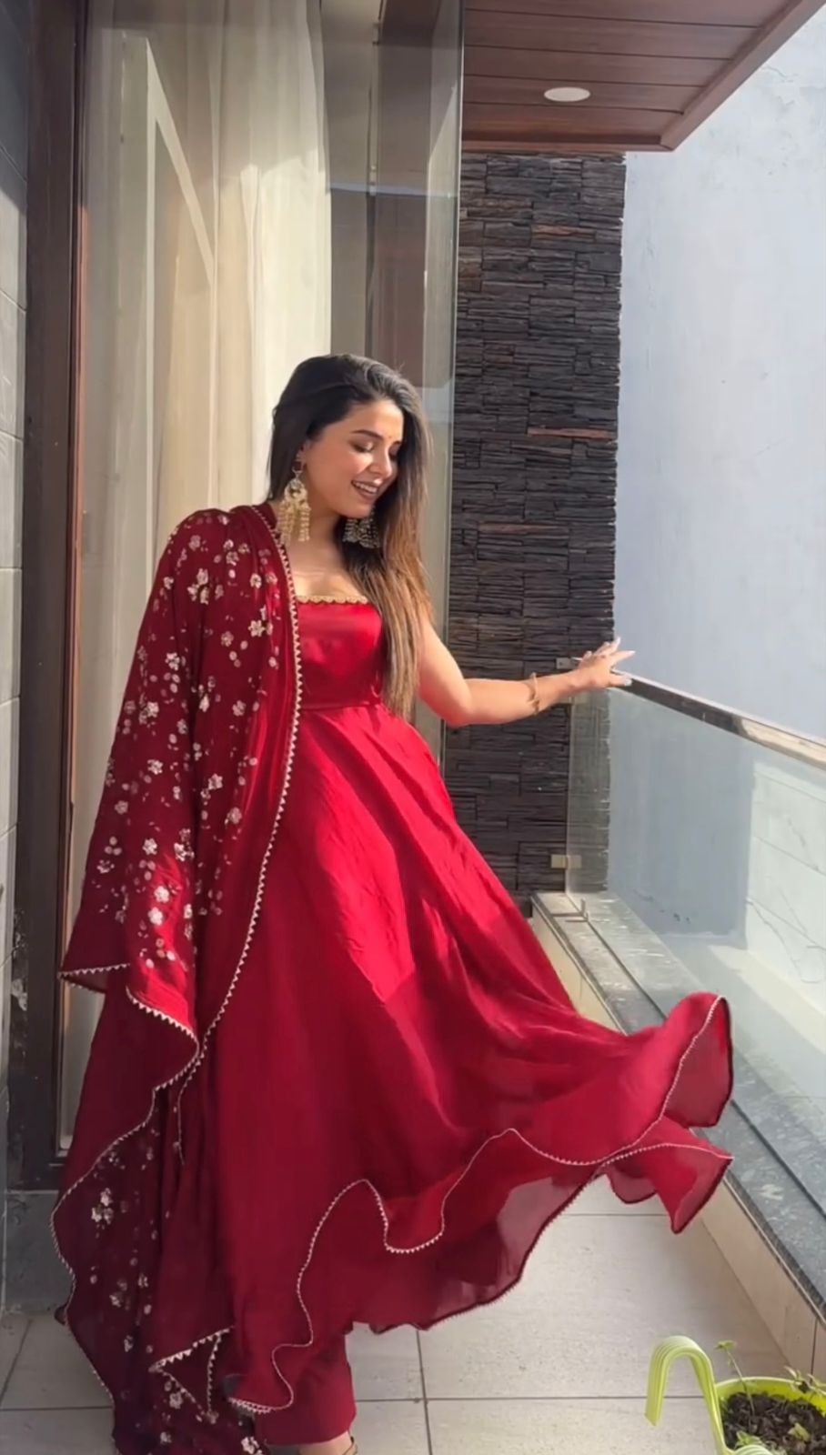 Zarmin Wine Glow Anarkali Suit