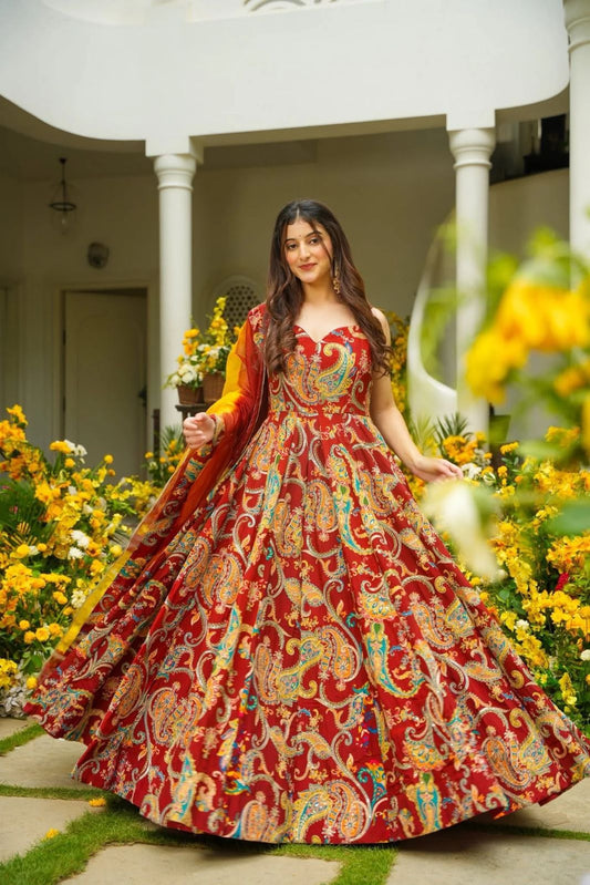 Laal Sheherzadi Floral Anarkali Gown