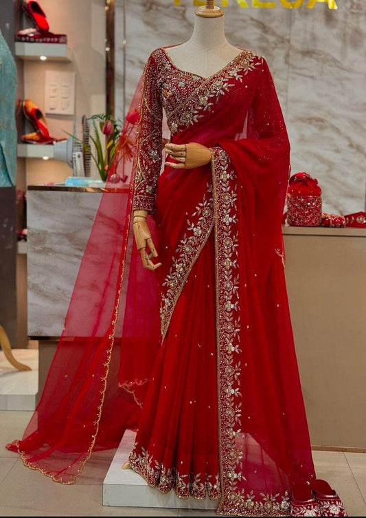 Ethereal Grace Embroidered Saree