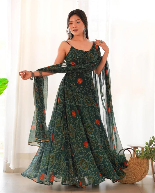 Bandhej Bloom Anarkali Dress