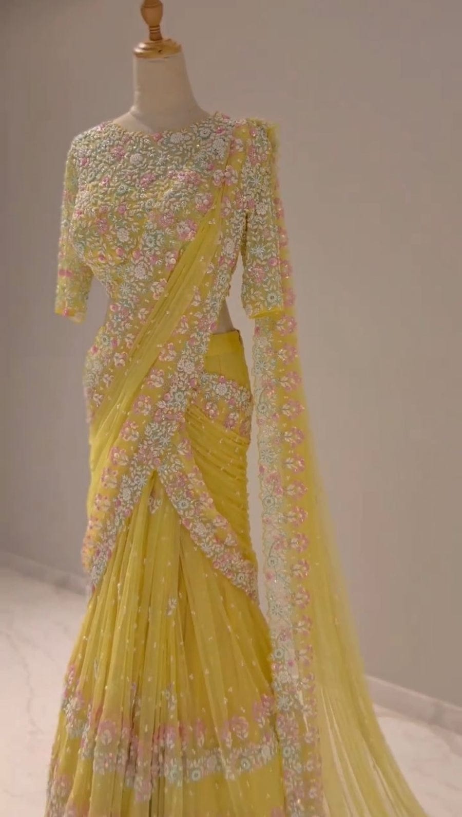 Meher Net Pearl Work Saree